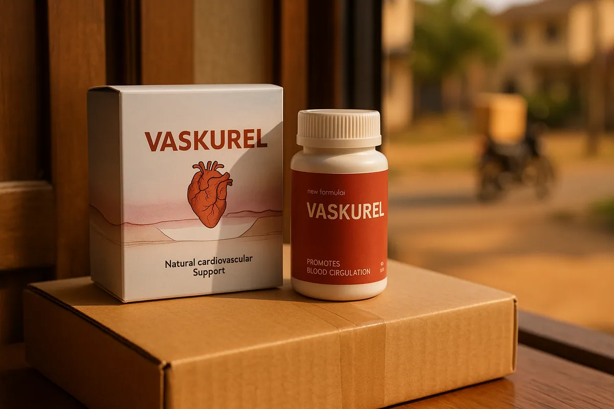 Vaskurel pack on a delivery parcel at the door, dispatch rider in the street
